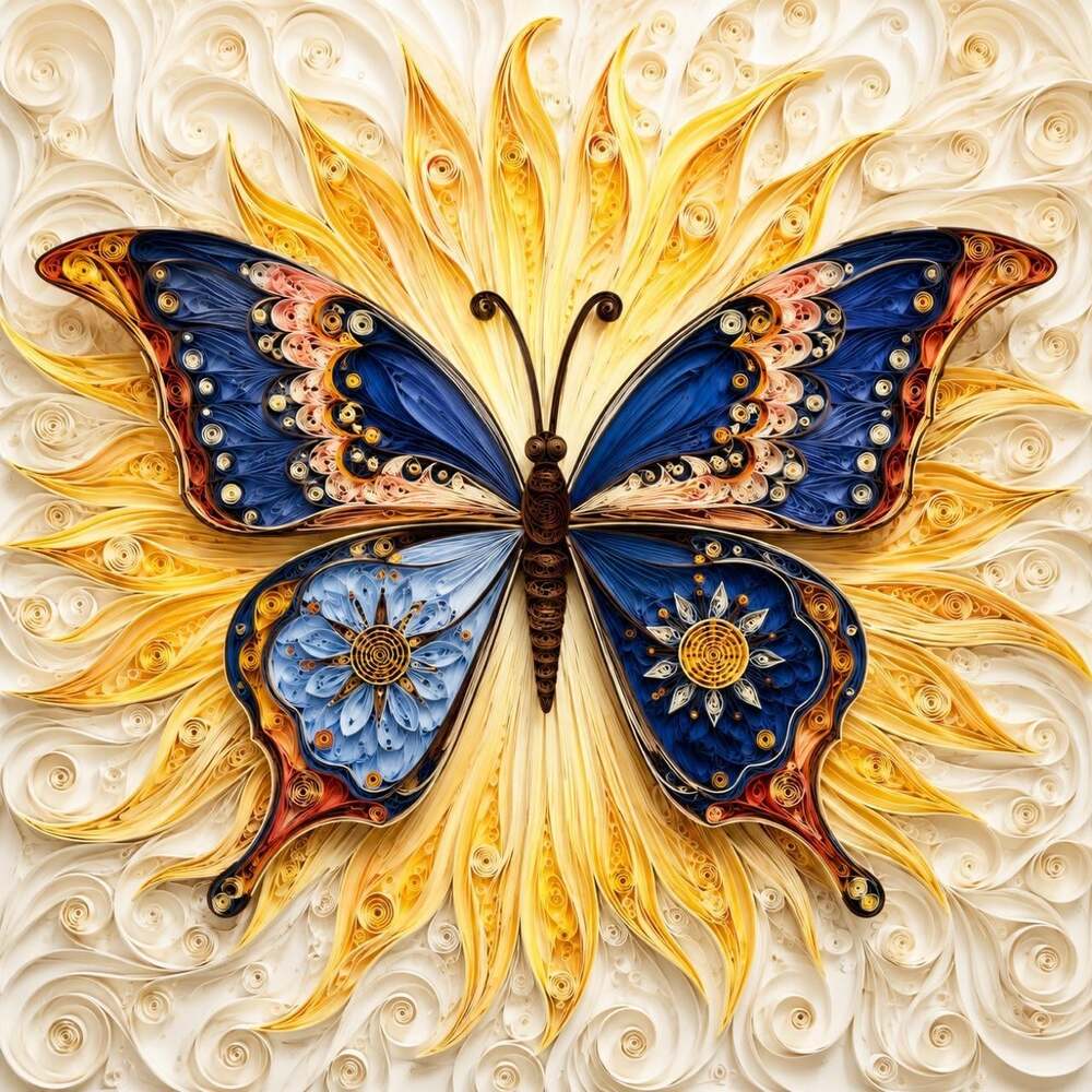 8 X 8 Black Framed Blue Butterfly C 45 F